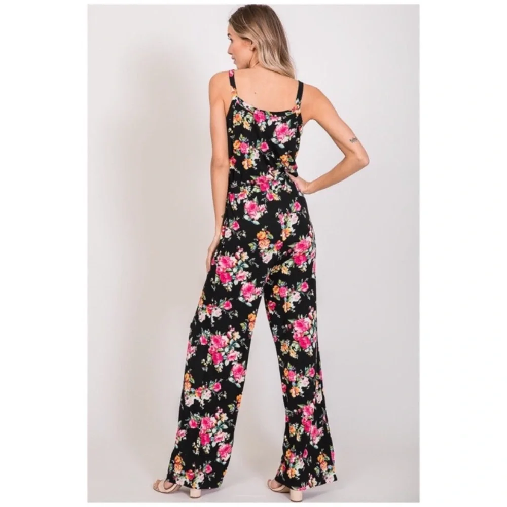 SOLD OUT CLEARANCE Soft Cami Style Bright Floral Jumpsuit - Picture 6 of 6